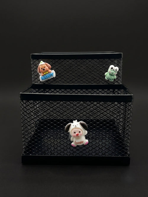 2-compartment metal mesh desk organizer