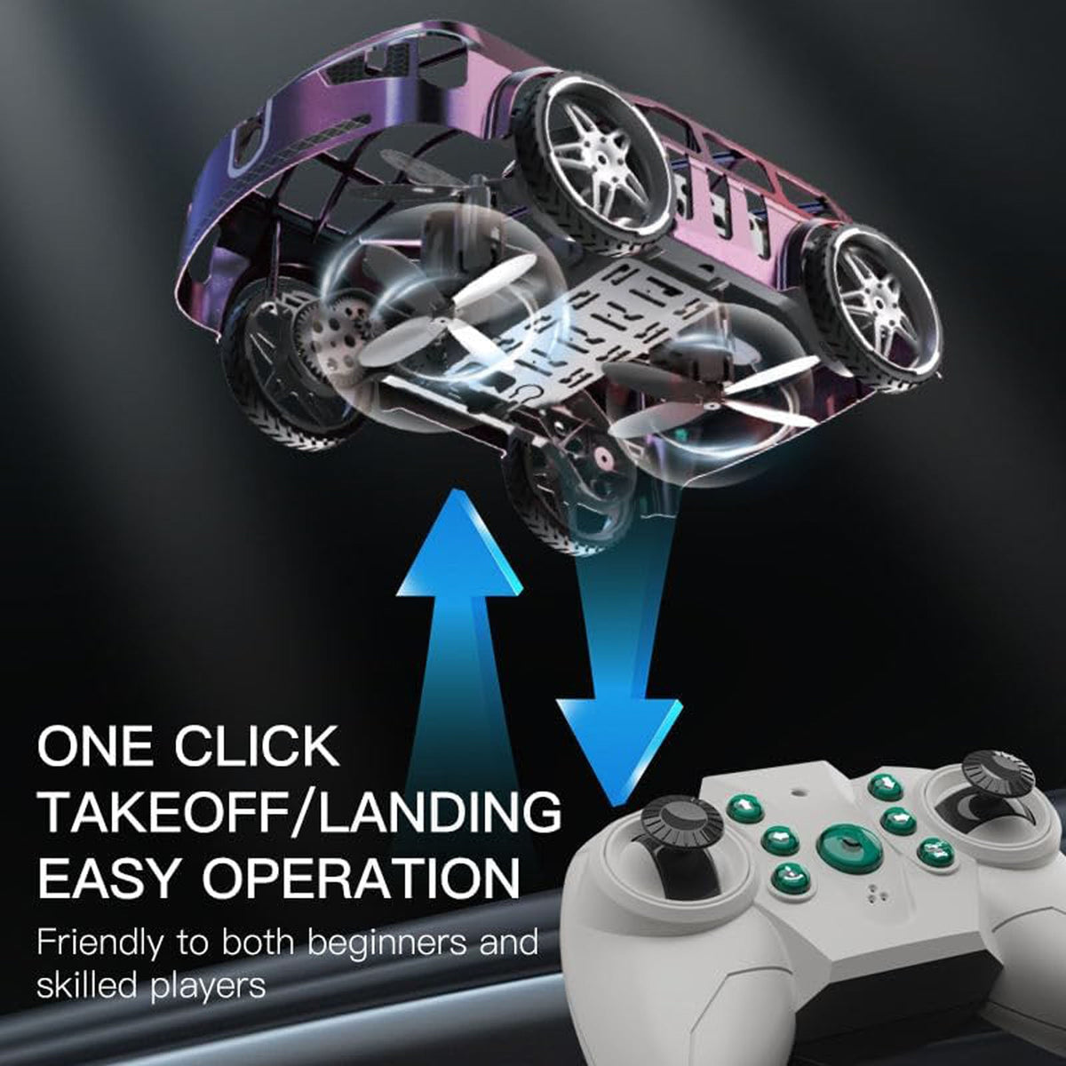 2-in-1 Air-Ground Dual-Mode Remote Control Flying Car