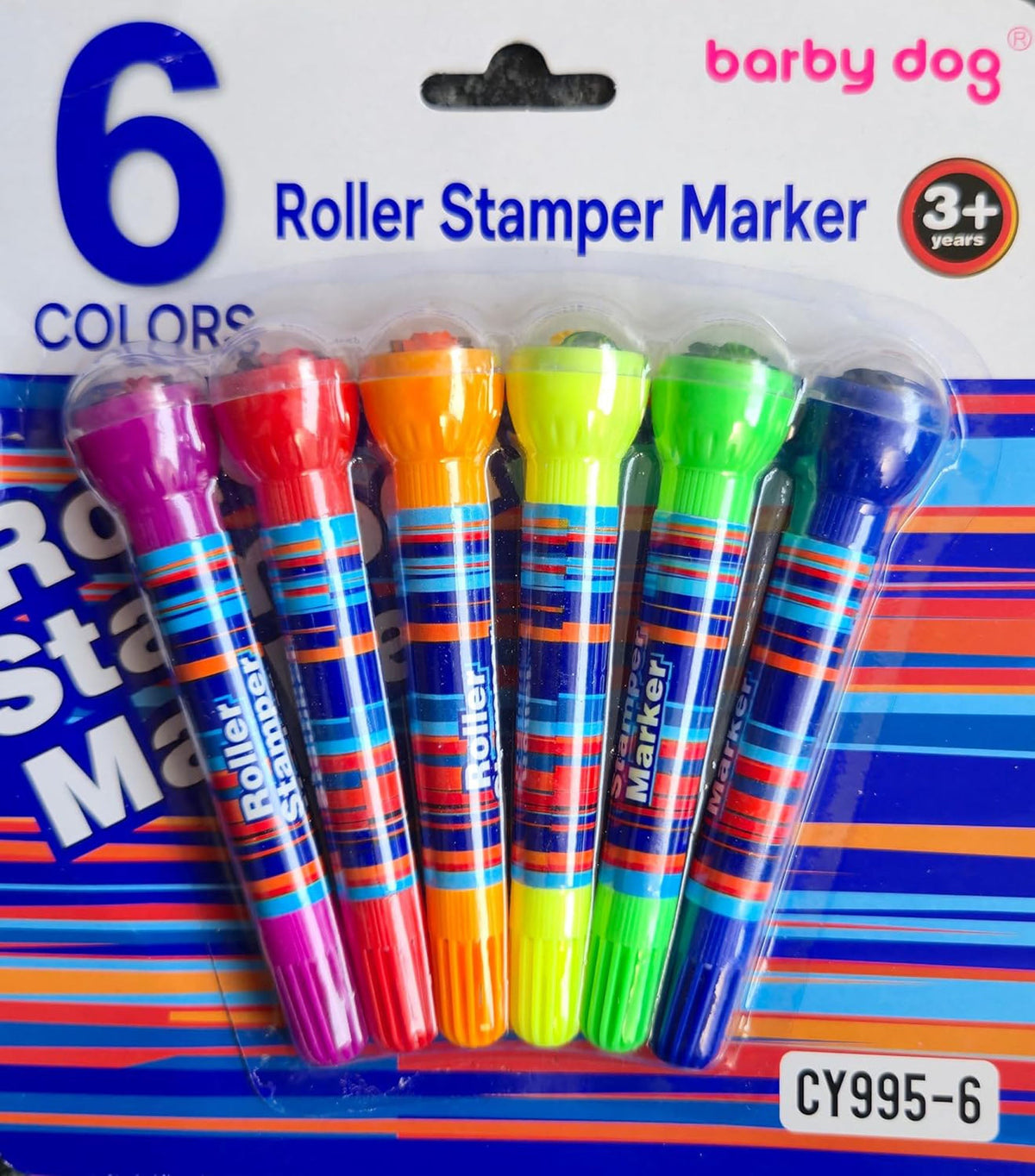 2-in-1 Roller Stamper & Marker Pen Set of 6