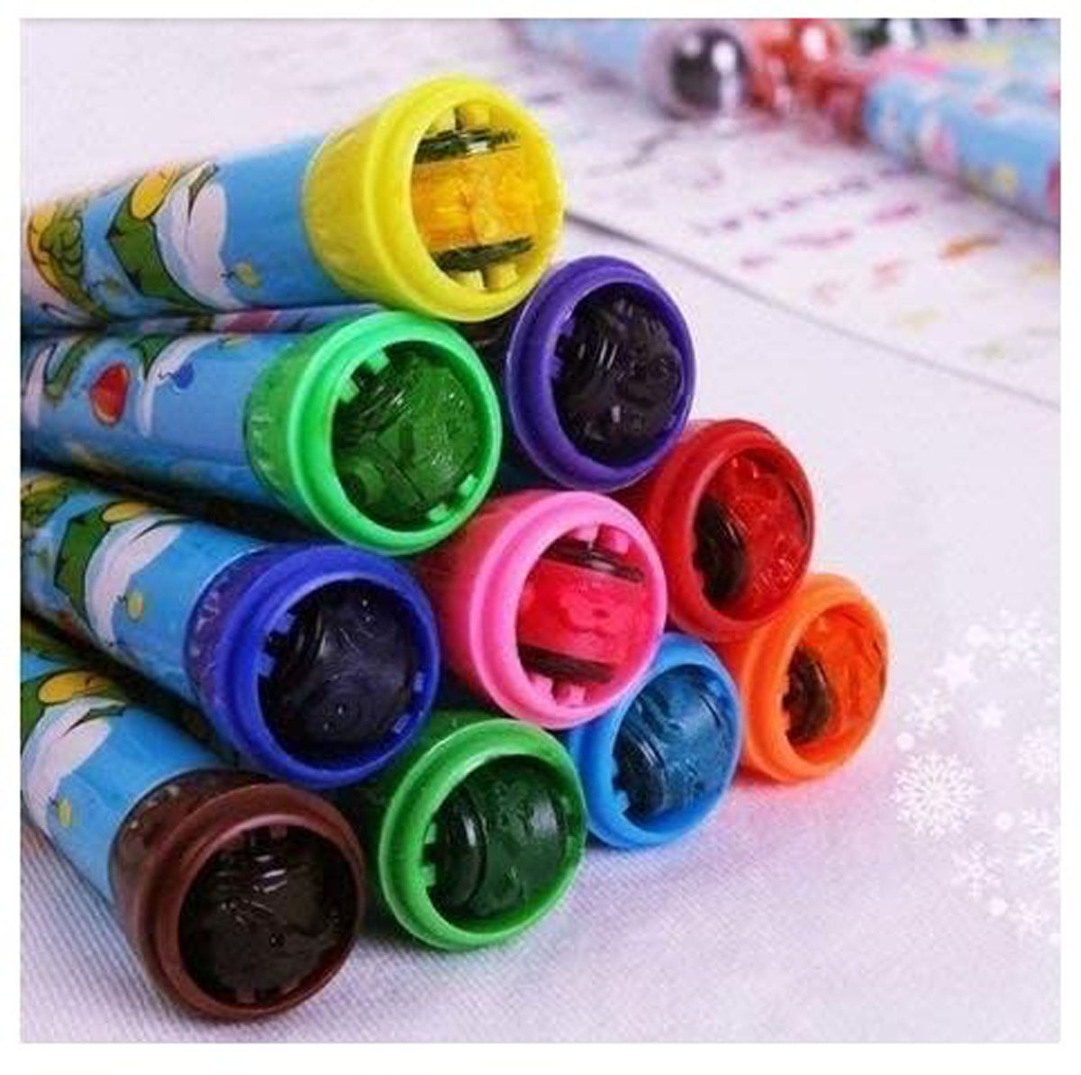 2-in-1 Roller Stamper & Marker Pen Set of 6