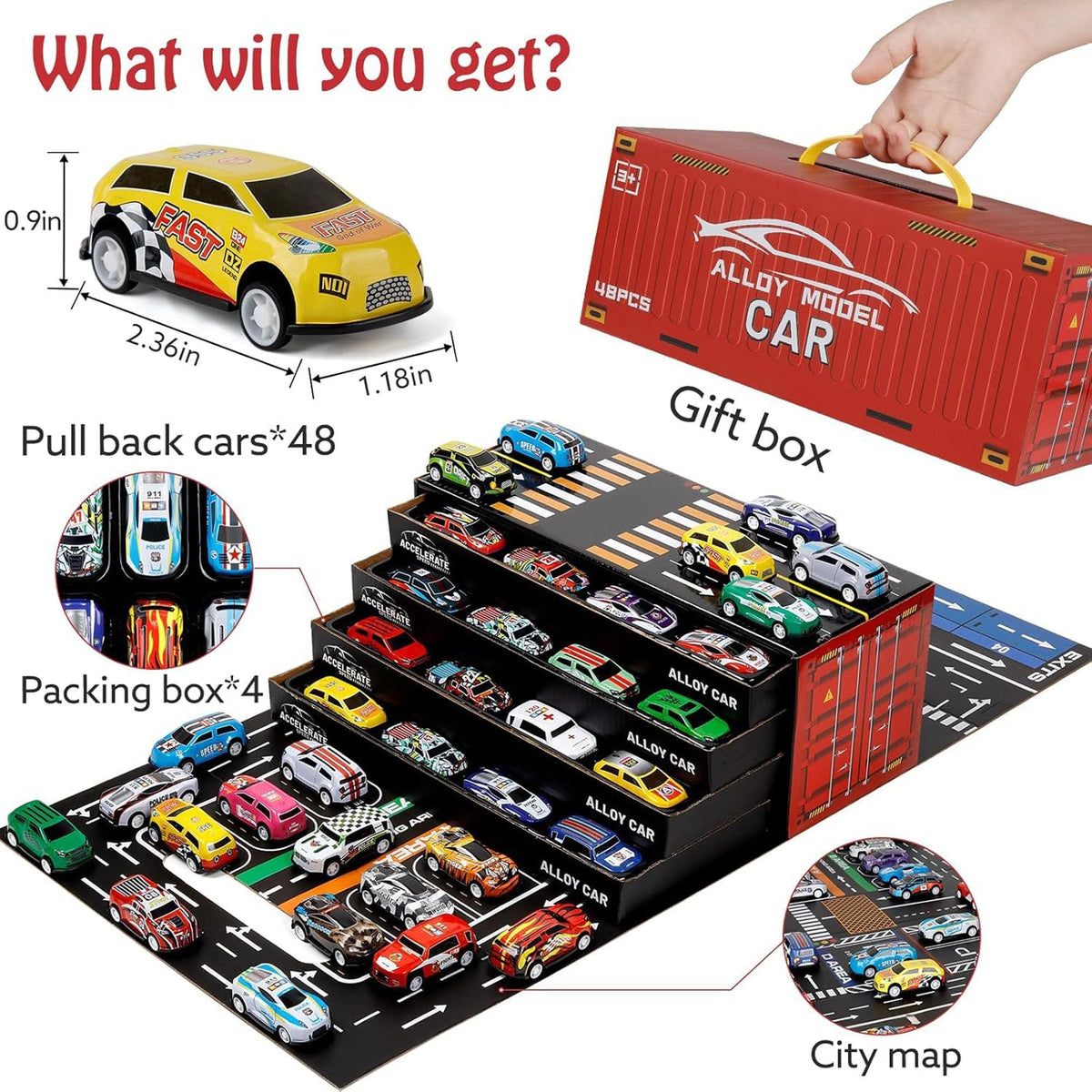 48 Pcs Pull Back Car Set