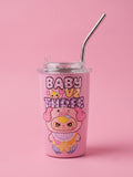 Cartoon Printed Vaccum Insulated Leak Proof Kids Tumbler With Straw 380 ml