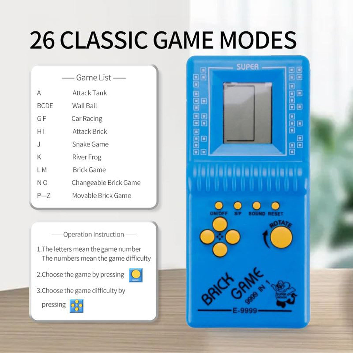 Handheld Brick Game Console for Kids – 9999 in 1 Classic Video Game