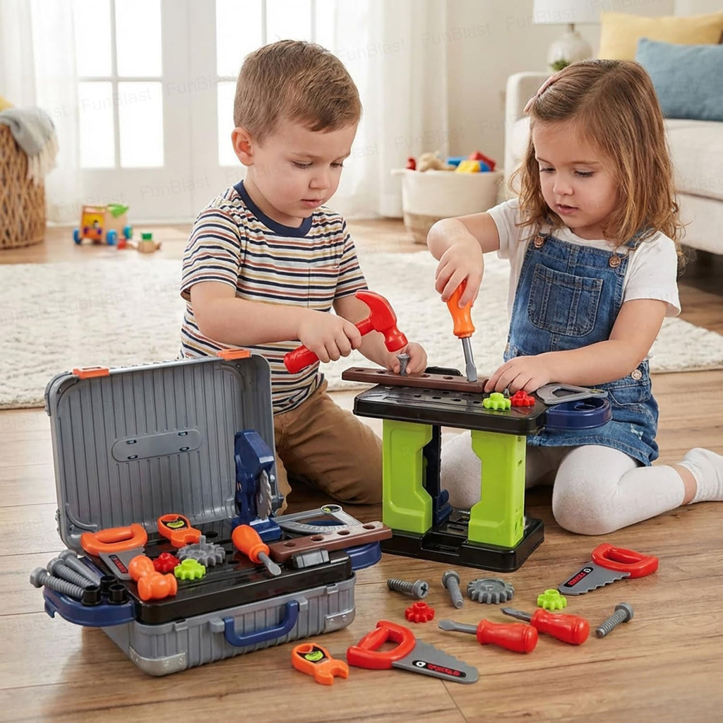 Kids 3 in 1 Tool Kit Suitcase with Workbench