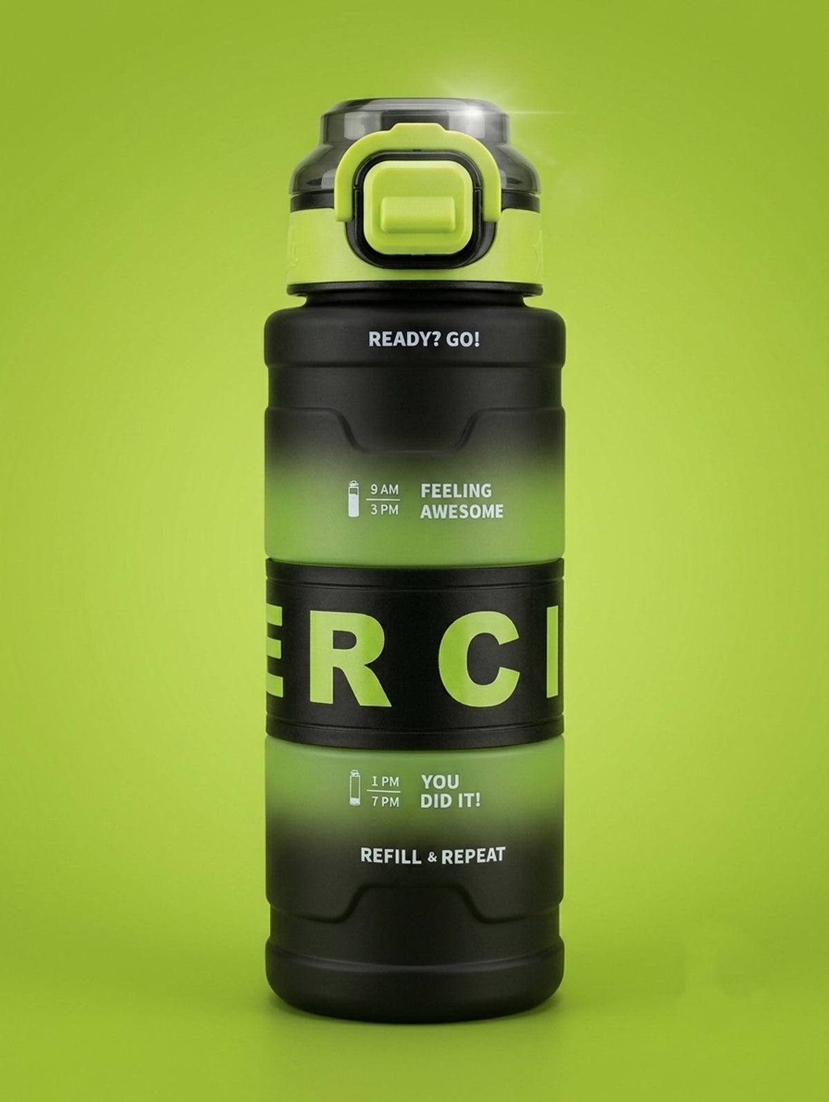 School Sipper Water Bottle with Time Marker & Rubber Grip